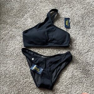 Polo by Ralph Lauren Women's Black One-Shoulder Bikini